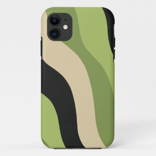 Capa Para iPhone 11 curvas verdes, pretas e beges coloridas