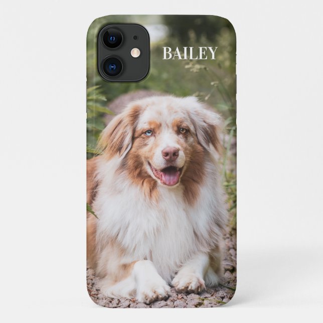 Capa Para iPhone 11 Custom Dog Photo and Name Personalized Pet (Verso)