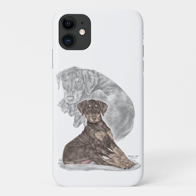 Capa Para iPhone 11 Cute Doberman Pinscher Puppy (Verso)