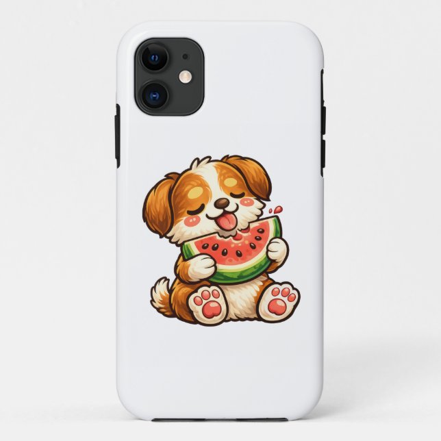 Capa Para iPhone 11 Cute Dog Watermelon (Verso)