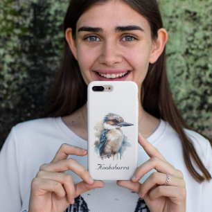 Capa Para iPhone 11 Cute Kookaburra num galho pintado em aquarela