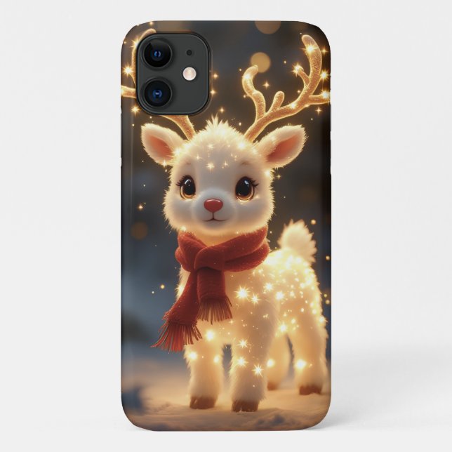 Capa Para iPhone 11 Cute Magical Reindeer with Sparkling Lights (Verso)