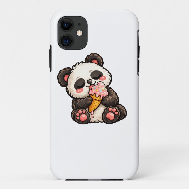 Capa Para iPhone 11 Cute Panda Ice Cream (Verso)