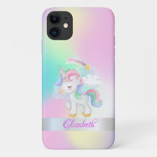Capa Para iPhone 11 Cute Unicórnio Holográfico Ombre
