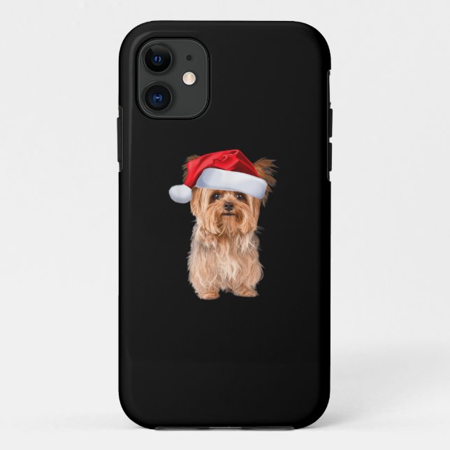Capa Para iPhone 11 Cute Yorkshire Terrier Papais noeis Puppy Natal (Verso)