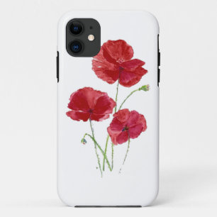Capa Para iPhone 11 Da flor vermelha do jardim da papoila da aguarela