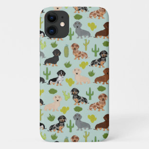 Capa Para iPhone 11 Dachshund Mint cactus