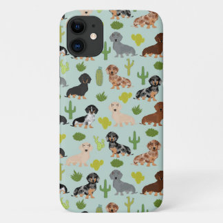 Capa Para iPhone 11 Dachshund Mint cactus