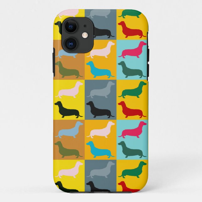 Capa Para iPhone 11 Dachshunds do pop art (Verso)