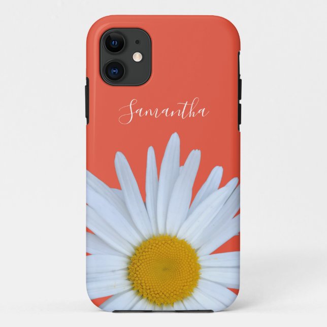 Capa Para iPhone 11 Daisy Orange Elegant White Script (Verso)