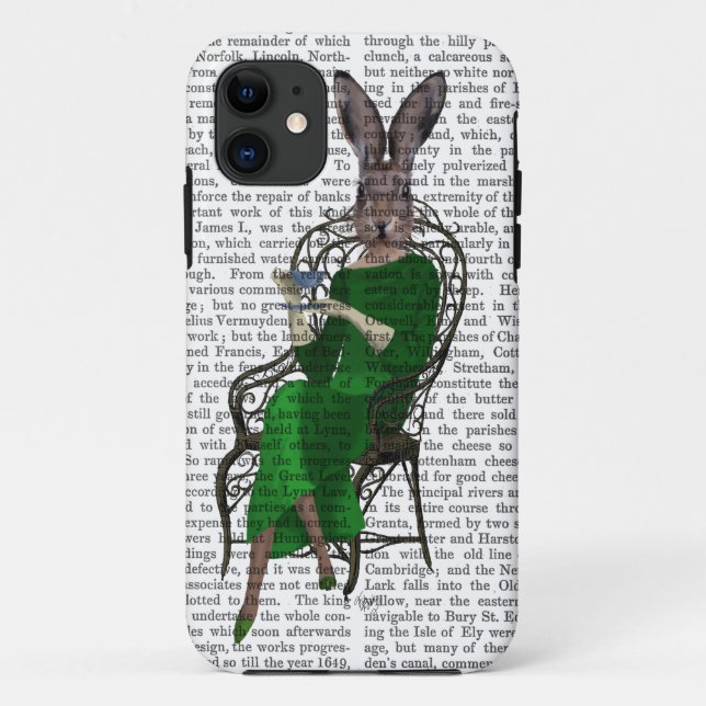Capa Para iPhone 11 Dama Bella Rabbit Tomando chá 2 (Verso)