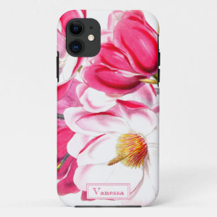 Capa Para iPhone 11 Dama botânica, cor-de-rosa, de na moda,