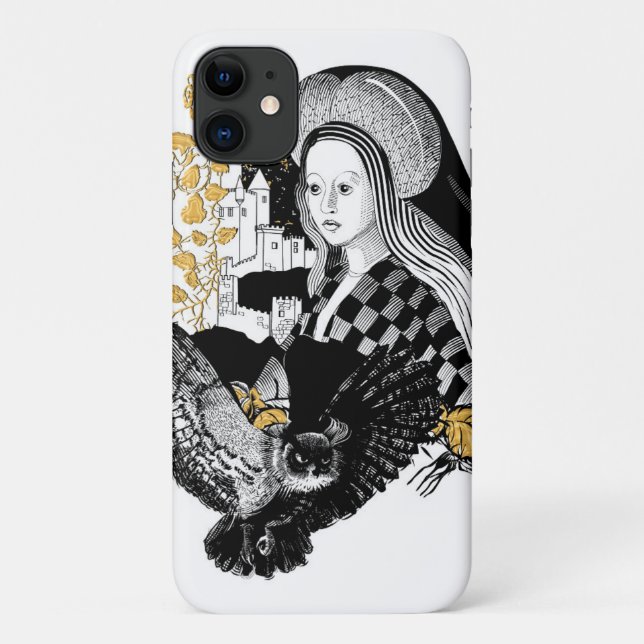 Capa Para iPhone 11 Dama e Coruja Noturna (Verso)