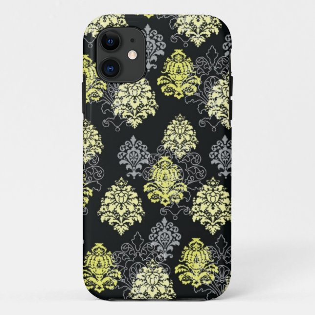 Capa Para iPhone 11 damasco da caso-Cidra e do preto do iPhone 5 (Verso)