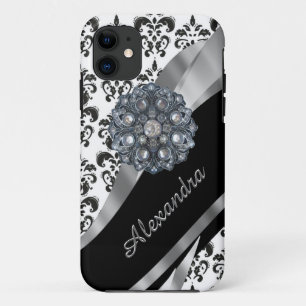 Capa Para iPhone 11 Damasco de vintage em chinês personalizado
