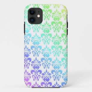 Capa Para iPhone 11 Damasco do arco-íris pastel moderno
