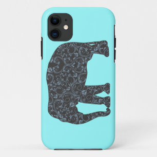 Capa Para iPhone 11 Damasco elegante do elefante feminino