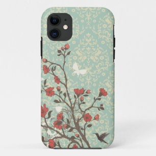 Capa Para iPhone 11 Damasco floral dos redemoinhos do vintage + caso
