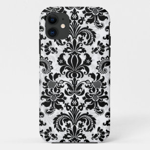 Capa Para iPhone 11 Damasco Floral Preto E Branco
