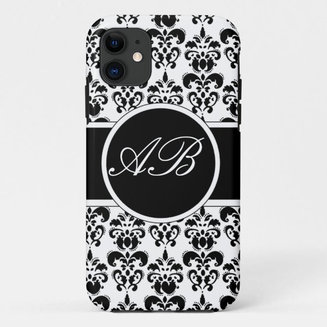 Capa Para iPhone 11 damasco preto (Verso)