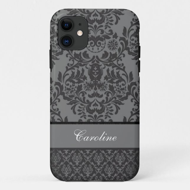Capa Para iPhone 11 Damasco preto - beleza (Verso)