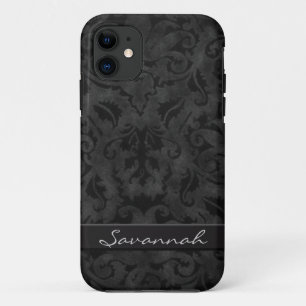 Capa Para iPhone 11 Damasco Preto Personalizado