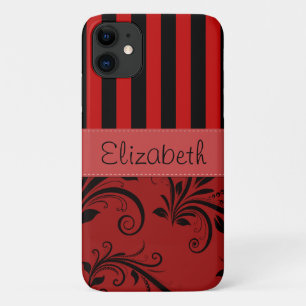 Capa Para iPhone 11 Damasco Vermelho, Stripes Vermelhas, Stripes, Seu