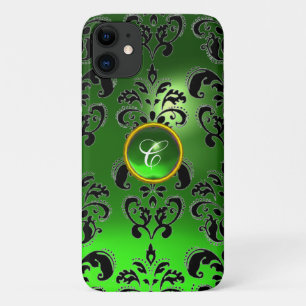 Capa Para iPhone 11 DAMASK GEM MONOGRAM Emerald Green