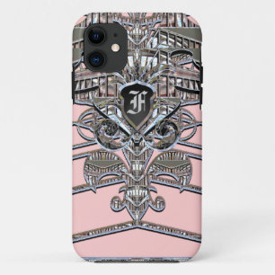 Capa Para iPhone 11 Deco de Arte do Monograma Elegante