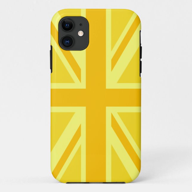 Capa Para iPhone 11 Decoração britânica amarela ensolarada da bandeira (Verso)