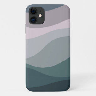 Capa Para iPhone 11 decoração de ondas retro roxas e turquesas