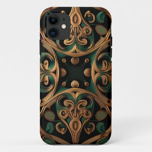 Capa Para iPhone 11 Decoração do padrão de Xadrez Ornamental de Bronze