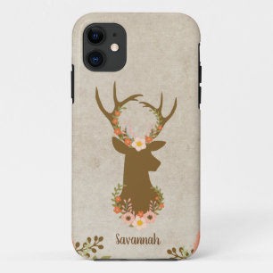 Capa Para iPhone 11 Deer Buck Floral Feminine Hunter
