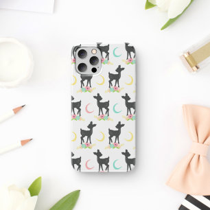 Capa Para iPhone 11 Deer Pattern, Baby Deer, Boho, Flores, Lua