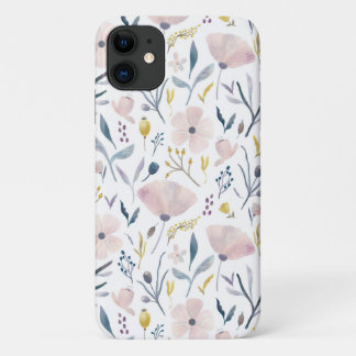 Capa Para iPhone 11 Delicado Pastel Bonito Flor Azul Rosa Feminina