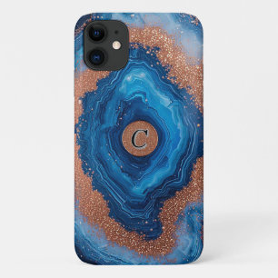 Capa Para iPhone 11 Desenho Abstrato de Geodo com Acentos em Dourado R