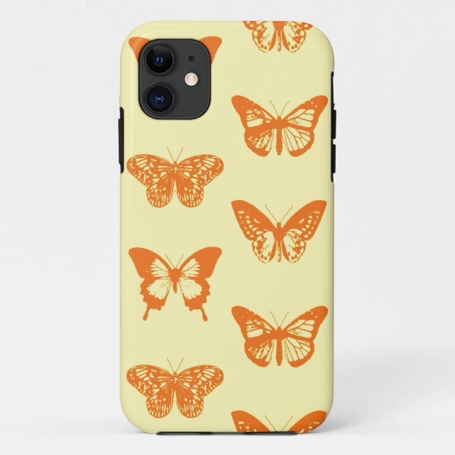 Capa Para iPhone 11 Desenho da borboleta, amarelo e laranja (Verso)