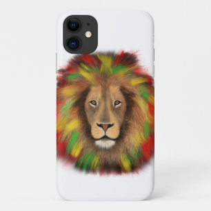 Capa Para iPhone 11 Desenho da cabeça de leão Rasta vermelho amarelo v