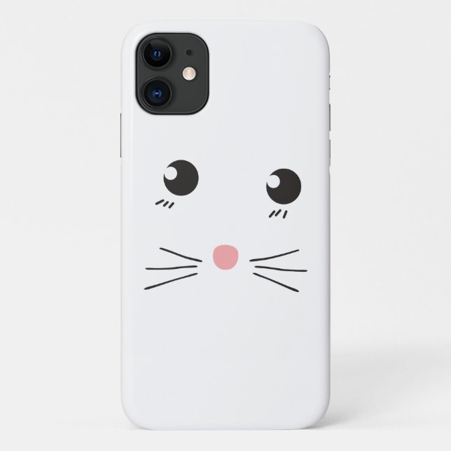 Capa Para iPhone 11 Desenho de linha de rosto de gato (Verso)