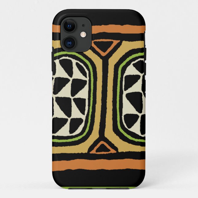 Capa Para iPhone 11 Desenho de Têxtil Kuba Africano (Verso)