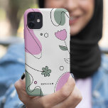 Capa Para iPhone 11 Desenho e Formas Botânicas Girly Abstrato<br><div class="desc">Desenho de linha abstrato exclusivo e capa de telefone personalizada de forma colorida.</div>