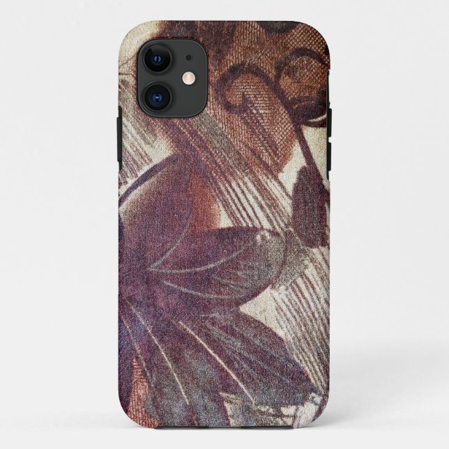 Capa Para iPhone 11 Desenho Floral Marrom Abstrato 1 (Verso)
