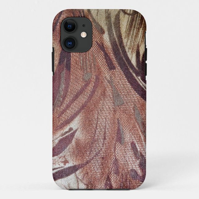 Capa Para iPhone 11 Desenho Floral Marrom Abstrato 2 (Verso)