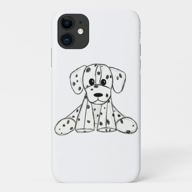 Capa Para iPhone 11 Desenho simples de um cão dalmata de pelúcia em pr (Verso)
