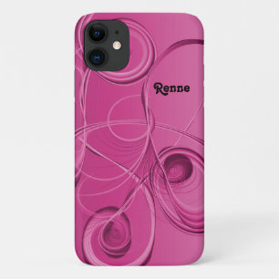 Capa Para iPhone 11 Design abstrato de espirais cor-de-rosa