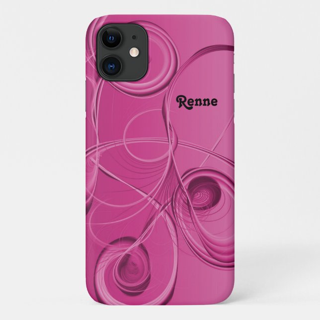 Capa Para iPhone 11 Design abstrato de espirais cor-de-rosa (Verso)