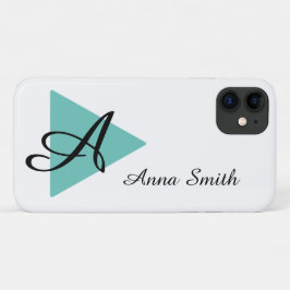 Capa Para iPhone 11 Design Abstrato Elegante Monograma em Azul Turques