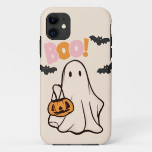 Capa Para iPhone 11 design cor-de-rosa e laranja do halloween