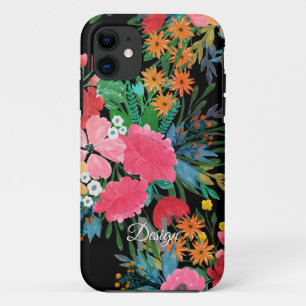 Capa Para iPhone 11 Design de Buquê Floral cor-de-água rosa elegante