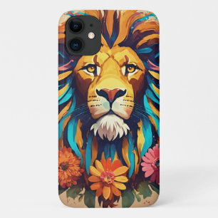 Capa Para iPhone 11 Design de Cobrir iPhone de Lion de Vidro Geométric